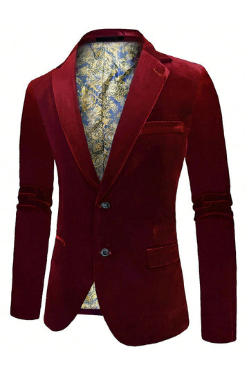 Bourgogne fløjl Single Breasted mænds Blazer